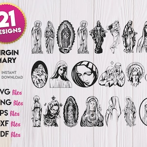 Virgin Mary SVG Bundle, Virgin Mary Silhouette svg, Virgin Mary png, Virgin Mary design, Virgin Mary vector, Virgin Mary cricut