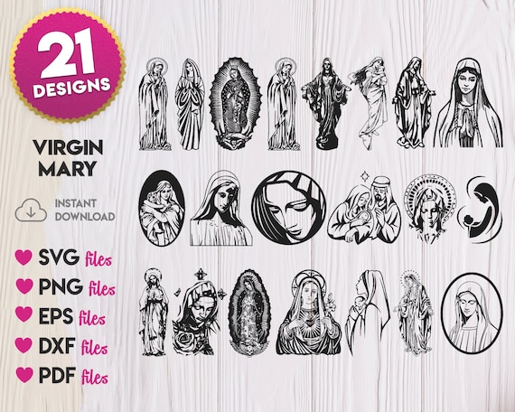 Virgin Mary SVG Bundle Virgin Mary Silhouette Svg Virgin - Etsy