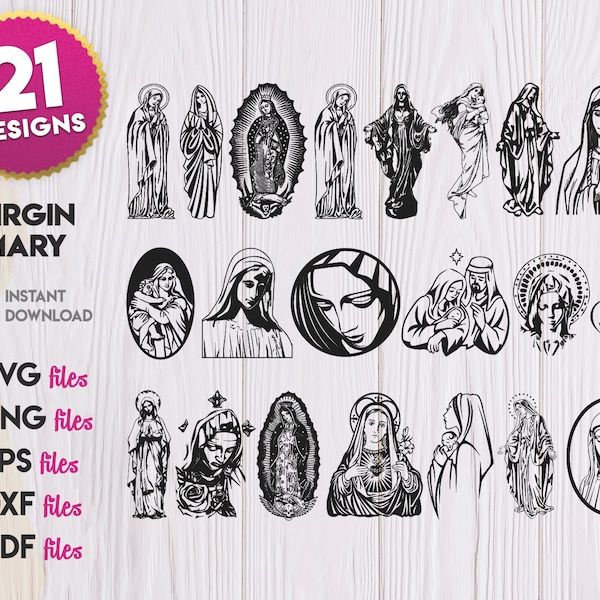 Virgin Mary SVG Bundle, Virgin Mary Silhouette svg, Virgin Mary png, Virgin Mary design, Virgin Mary vector, Virgin Mary cricut