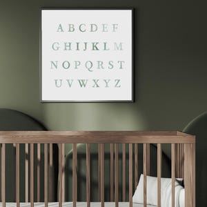 Green Alphabet Nursery Print-Instant Download