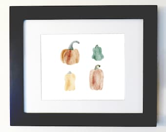Gourde et citrouille Aquarelle Print-Téléchargement instantané