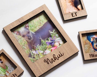 custom mini frames, acrylic, wood, fridge magnet, personalized with name or phrase, dog picture, picture dog, frame for pictures gifts