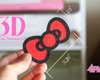 3D Bow Stickers - Handmade, Unique Design, High-Quality, Ideal for Personalization and Decor, custom stickers SET OF 4