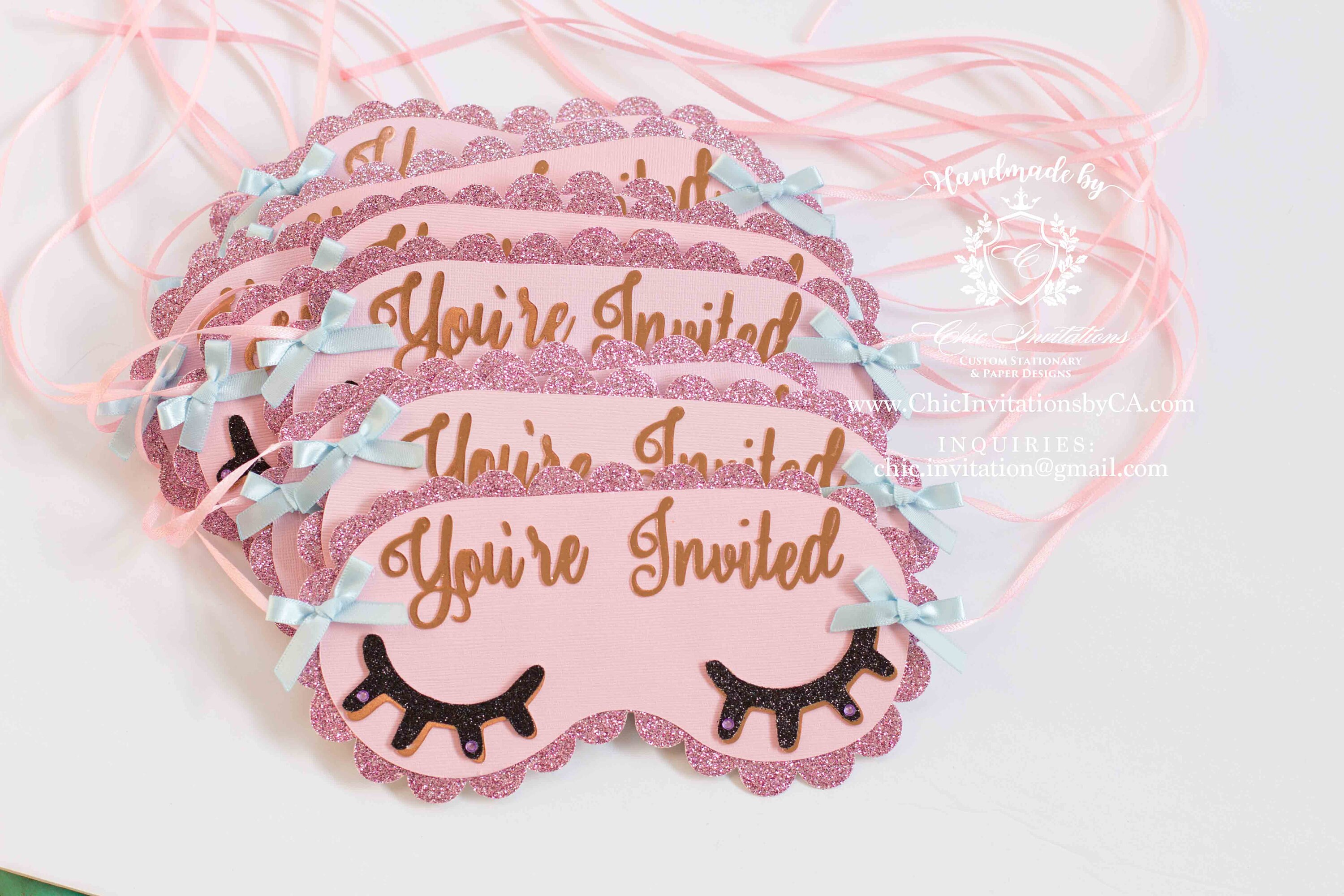 Sleepmask Handmade Invitation Sleepover Handmade Invitation - Etsy