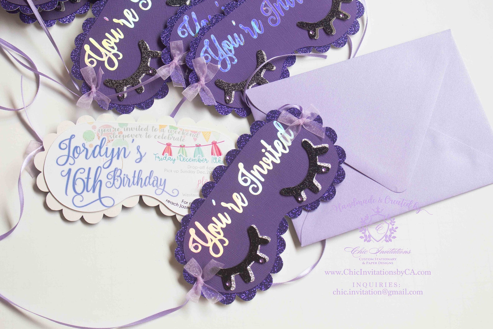 Sleep Mask Handmade Invitation Sleepover Handmade Invitation Etsy