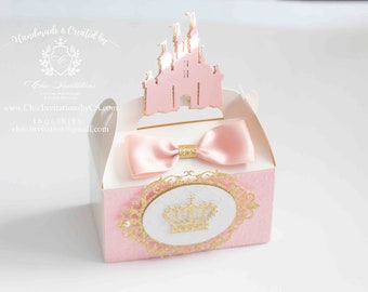 gamble box, handmade box, favor box, candy table, princess box, princess castle favor box, paper, party favor