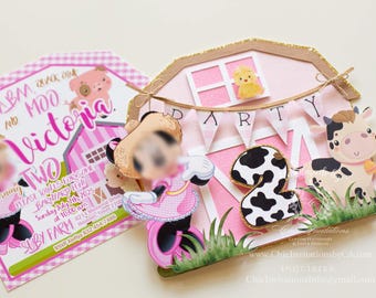 farm invitation, handmade invitation, handmade farm invite, granja, barnyard invitation, handmade barnyard, cow invitation, cow invite