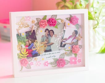 Personalized flower box , gift for mom, floral box, custom shadow box, creative