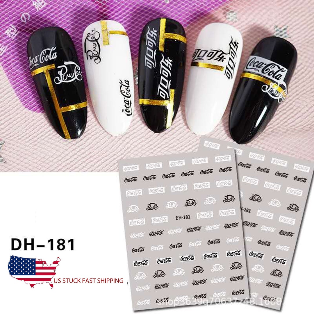COCA COLA 181 Designer Brand Name Stickers for Nail Art Luxury Premium