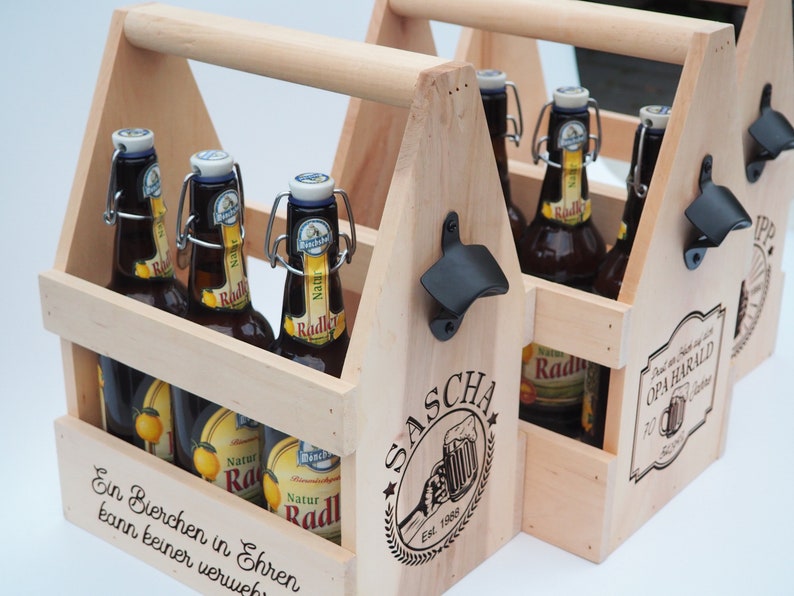 Beer carrier personalized I Men grandpa dad gift I Men's handbag image 6