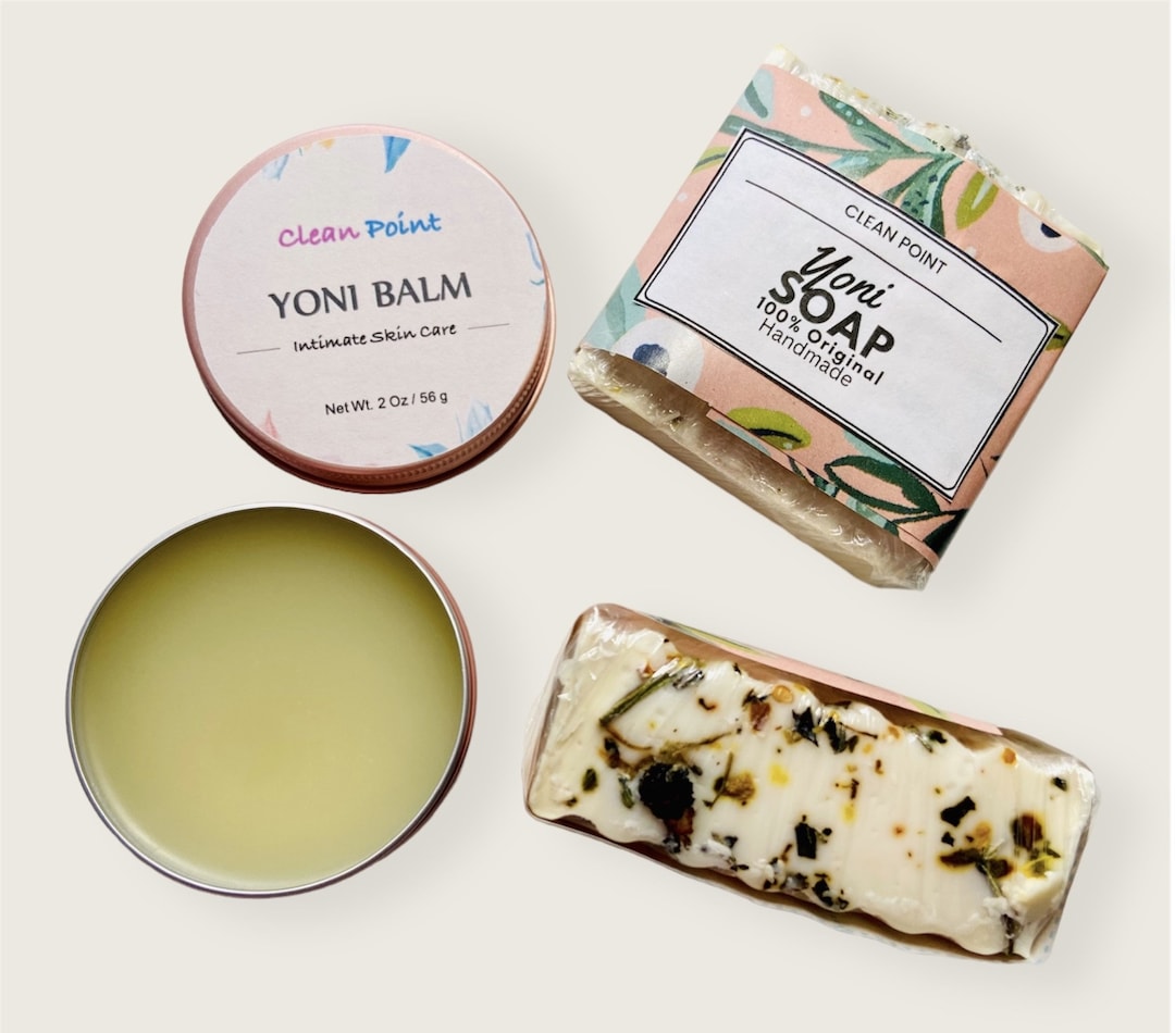 1 Yoni Soap and 1 Yoni Balm Clean Point Herbal Clean Point Solid Herbal Feminine Bar Herbal, 100