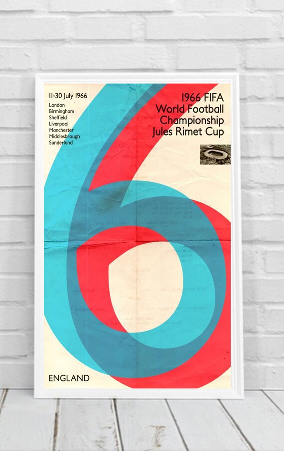 1966 Football World Cup Finals England Promotional Poster A3 Print