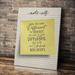 Motivational Wall Art |Office Décor| Inspirational Signs| Office Wall Art| Old Keys Don't Unlock New Doors Note To Self|