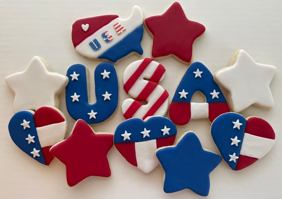 4th of July patriotic cookies assorted(1dozen)
