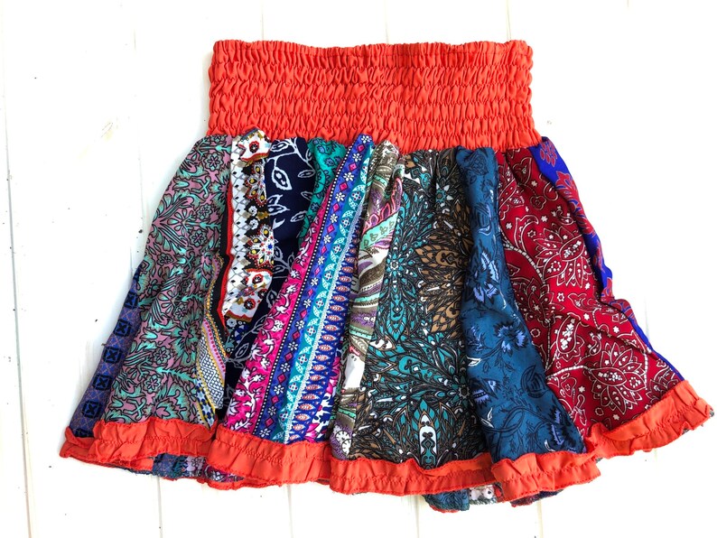 Preciosa falda de colores para niña, falda naranja, minifalda para niña, falda, falda elástica, talla única imagen 10