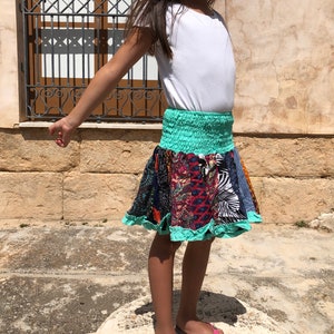Hermosa falda colorida para niña, falda turqouise, mini falda para niña, falda, falda elástica, talla única imagen 7