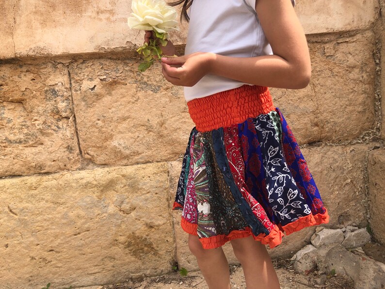 Preciosa falda de colores para niña, falda naranja, minifalda para niña, falda, falda elástica, talla única imagen 4