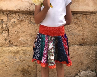 Preciosa falda de colores para niña, falda naranja, minifalda para niña, falda, falda elástica, talla única