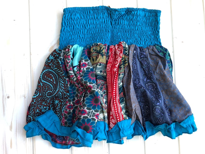 Hermosa falda colorida para niña, falda azul, mini falda para niña, falda, falda elástica, talla única imagen 8