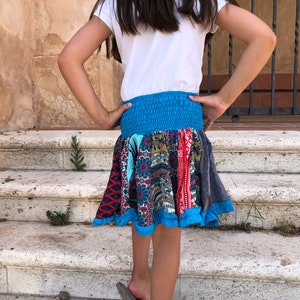 Hermosa falda colorida para niña, falda azul, mini falda para niña, falda, falda elástica, talla única imagen 7