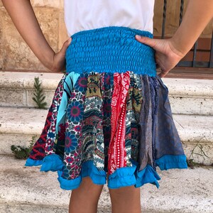 Hermosa falda colorida para niña, falda azul, mini falda para niña, falda, falda elástica, talla única imagen 6