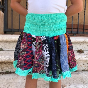 Hermosa falda colorida para niña, falda turqouise, mini falda para niña, falda, falda elástica, talla única imagen 1