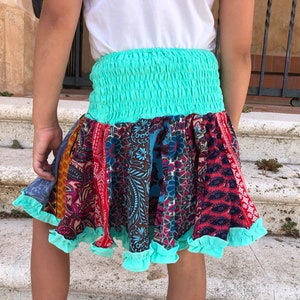 Hermosa falda colorida para niña, falda turqouise, mini falda para niña, falda, falda elástica, talla única imagen 3