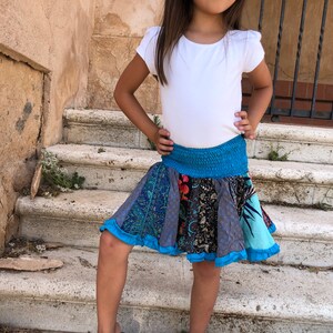 Hermosa falda colorida para niña, falda azul, mini falda para niña, falda, falda elástica, talla única imagen 3