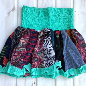 Hermosa falda colorida para niña, falda turqouise, mini falda para niña, falda, falda elástica, talla única imagen 8
