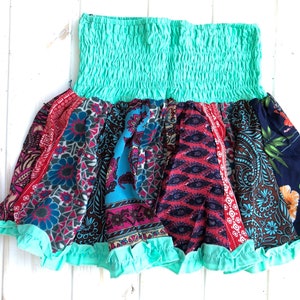 Hermosa falda colorida para niña, falda turqouise, mini falda para niña, falda, falda elástica, talla única imagen 9