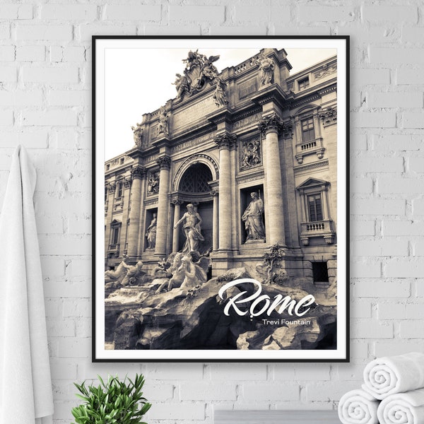 Trevi Fountain Photography, Travel Photography Poster, Italian Wall Decor, Trevi Fountain Poster