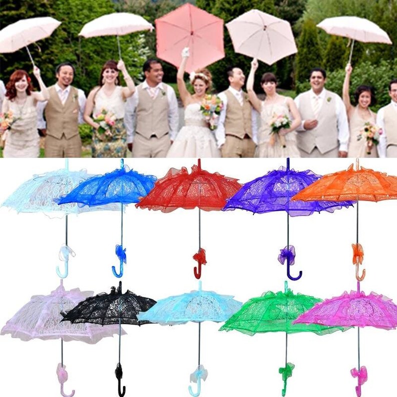 Childs umbrella,Lace umbrella,Bridesmaids Parasol,Sun parasol 10 colours Small Lace Bridal Parasol,Wedding Parasol,Flowergirl lace Umbrella