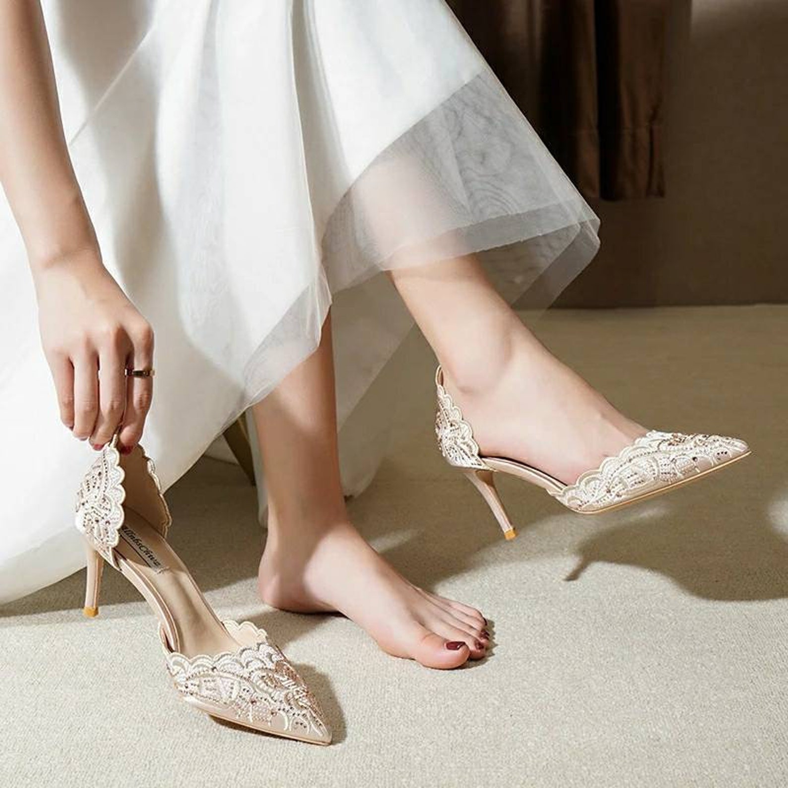 champagne colored bridal shoes