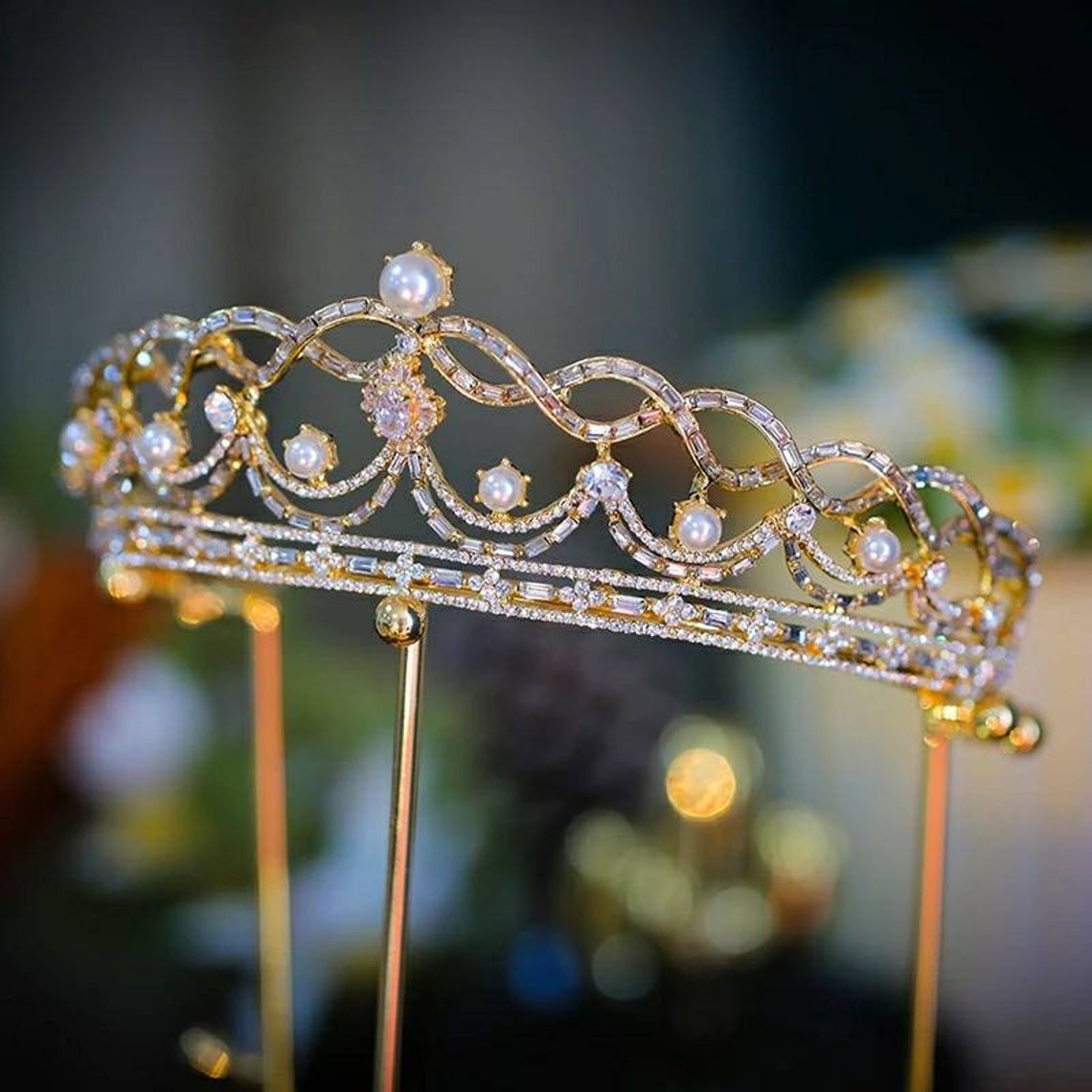 Gold Wedding Tiara with PearlsBrides Hair AccessoriesBridal Etsy