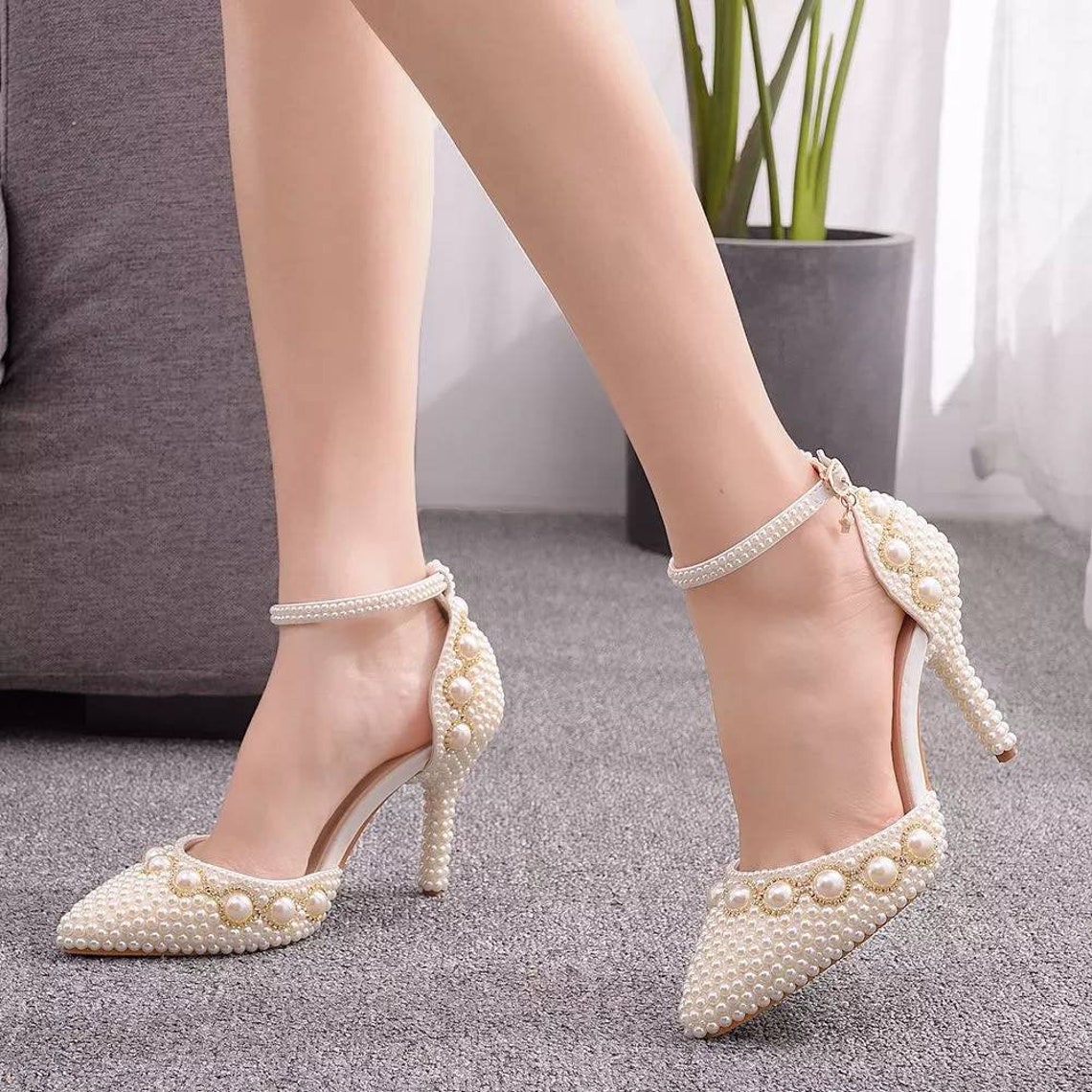 Bridal Shoes with pearl detail Embellished Wedding Shoes Etsy