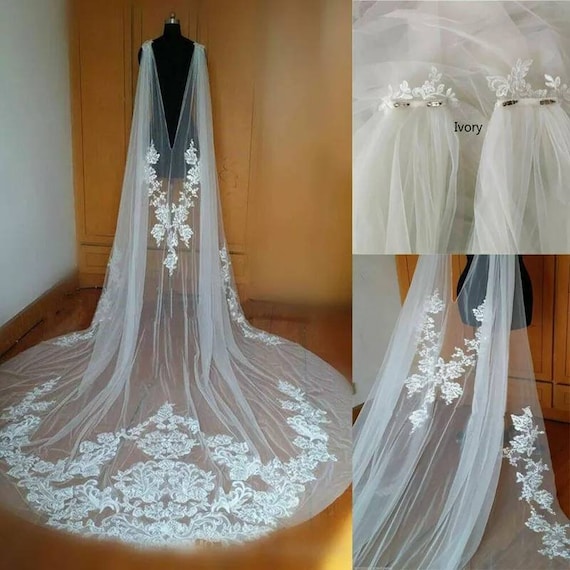 white bridal cape