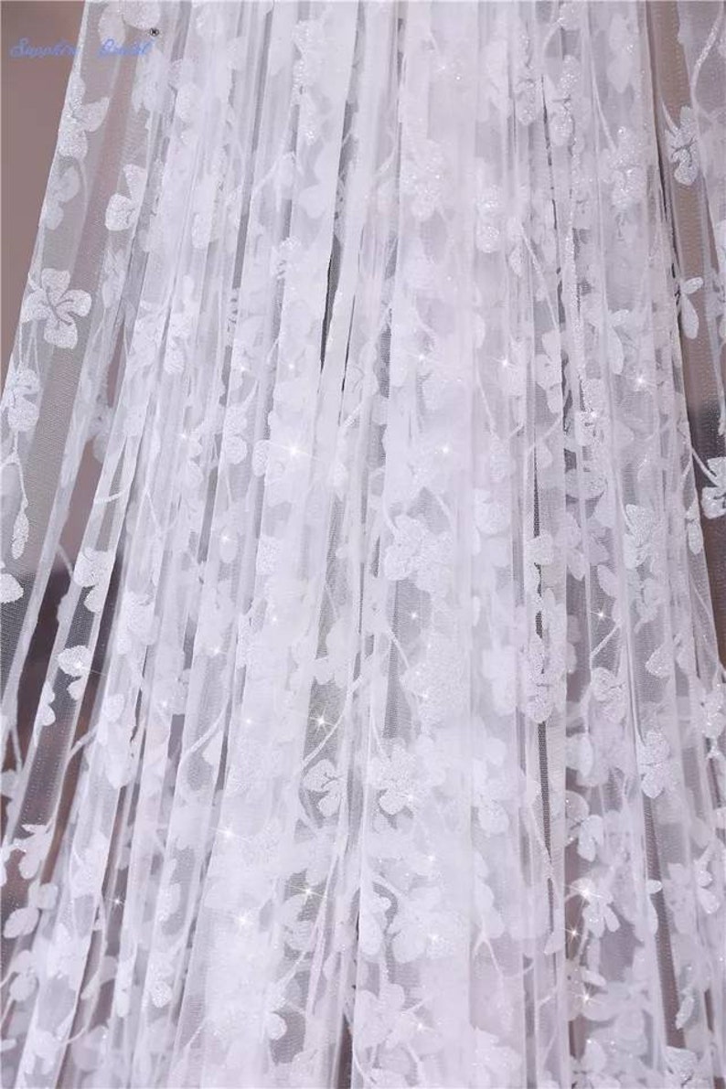 Cathedral Wedding Veil in ivory with Leaves /& Diamante-Bridal Veil,ivory Veil,Crystal Veil,Chapel Wedding Veil-Long Wedding veil with comb