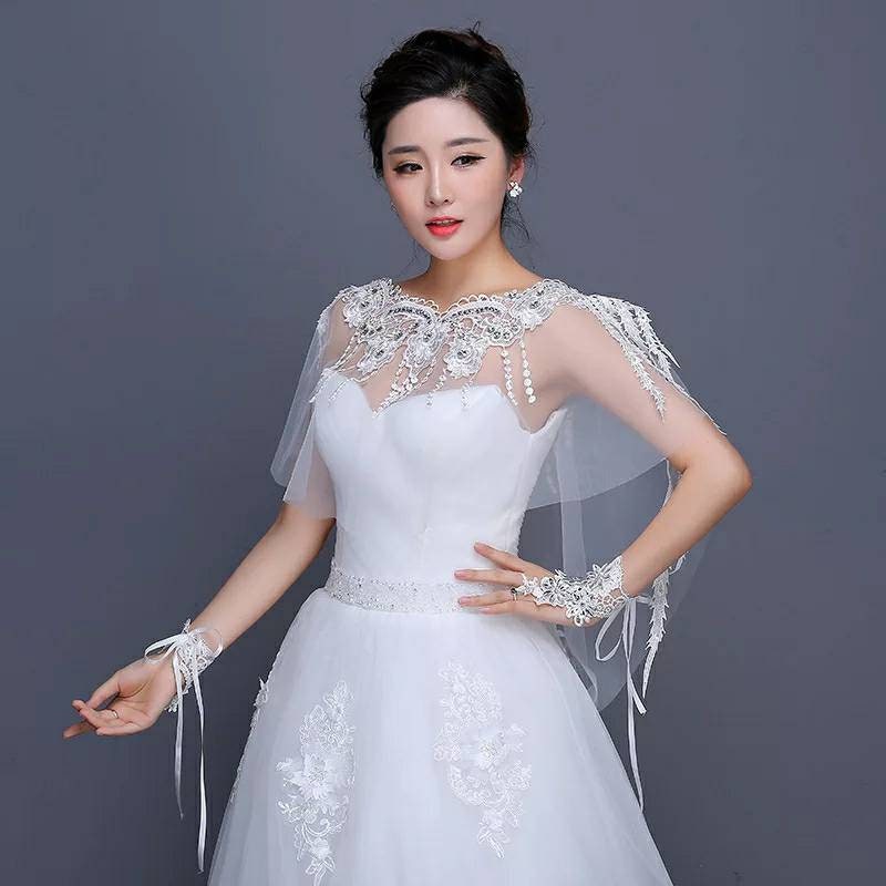 Tulle Embellished Bridal Bolero/ White Lace Wedding shrug/ | Etsy