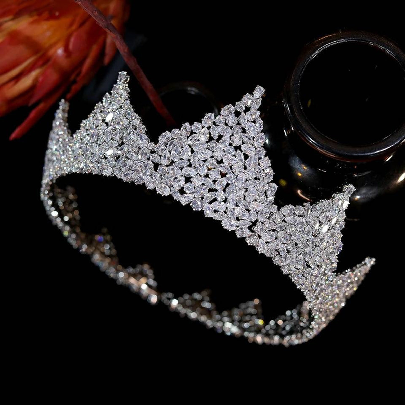 Silver Crystal Bridal Crown / Silver Wedding Crown/ Tiaras & Etsy