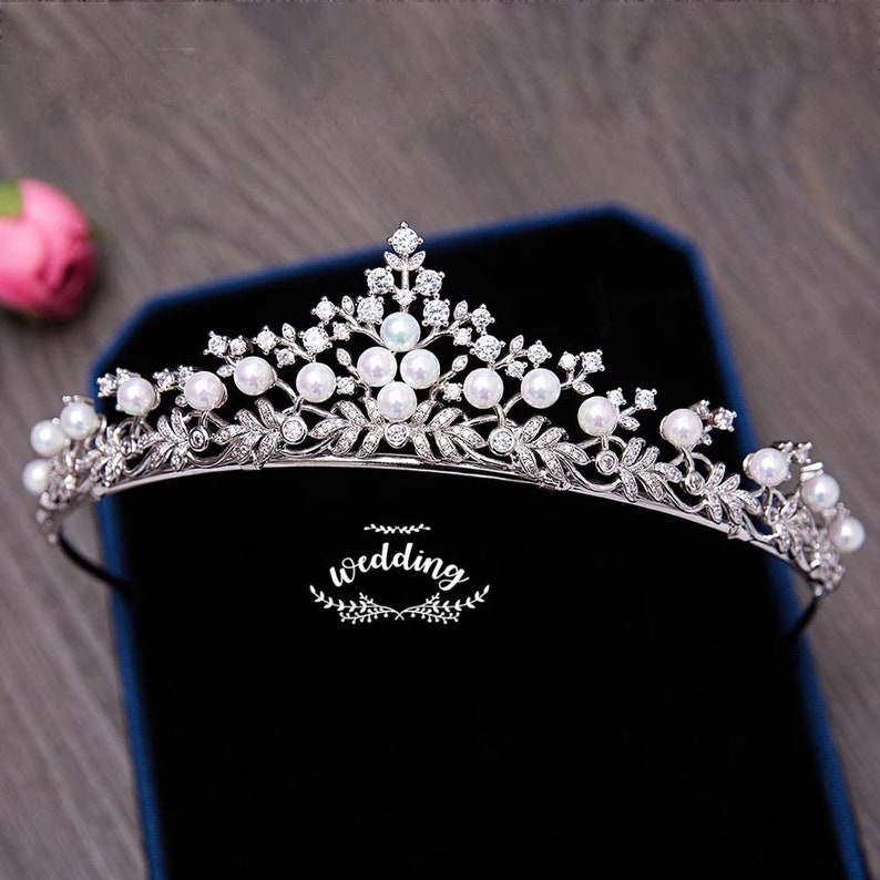 Pearl Tiara & Necklace Set with CrystalsWedding Etsy