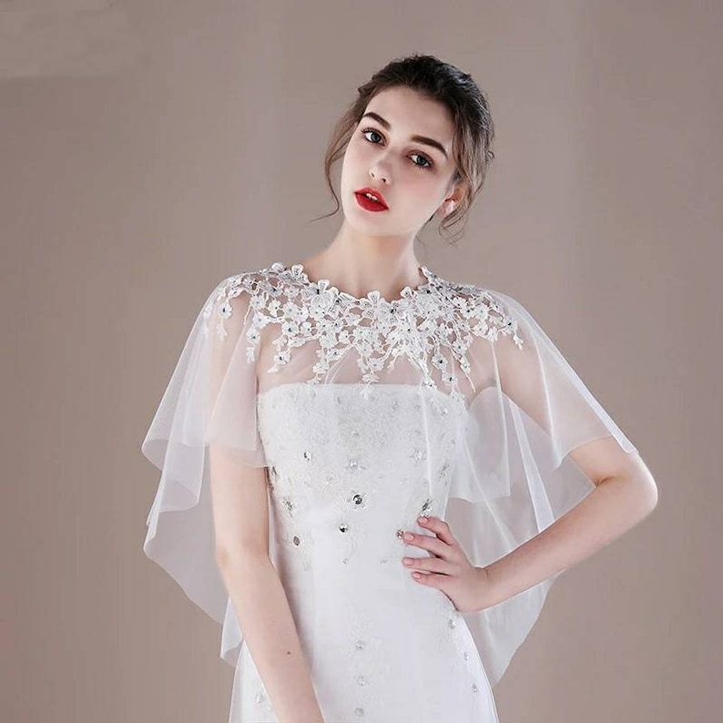 Tulle Lace Ivory Bridal Bolero/ Ivory Lace Wedding shrug/ | Etsy
