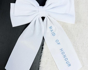 Classic Velvet Bow - Maid Of Honour Embroidery - Available in Black or White