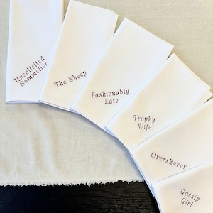Embroidered Cotton Dinner Napkin | Custom Name Place Setting, Host Gift