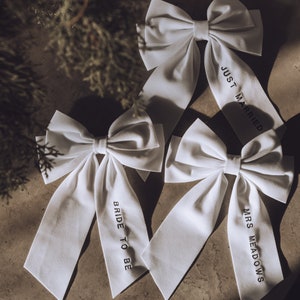 Classic Velvet Bow Bridesmaid Embroidery Availble In Black or White image 2