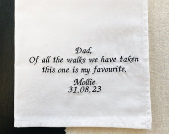 Father Of The Bride Handkerchief | Cotton Wedding Handkerchief | Personalised Message Hanky  | Mens Handkerchief | Father of the Bride Gift