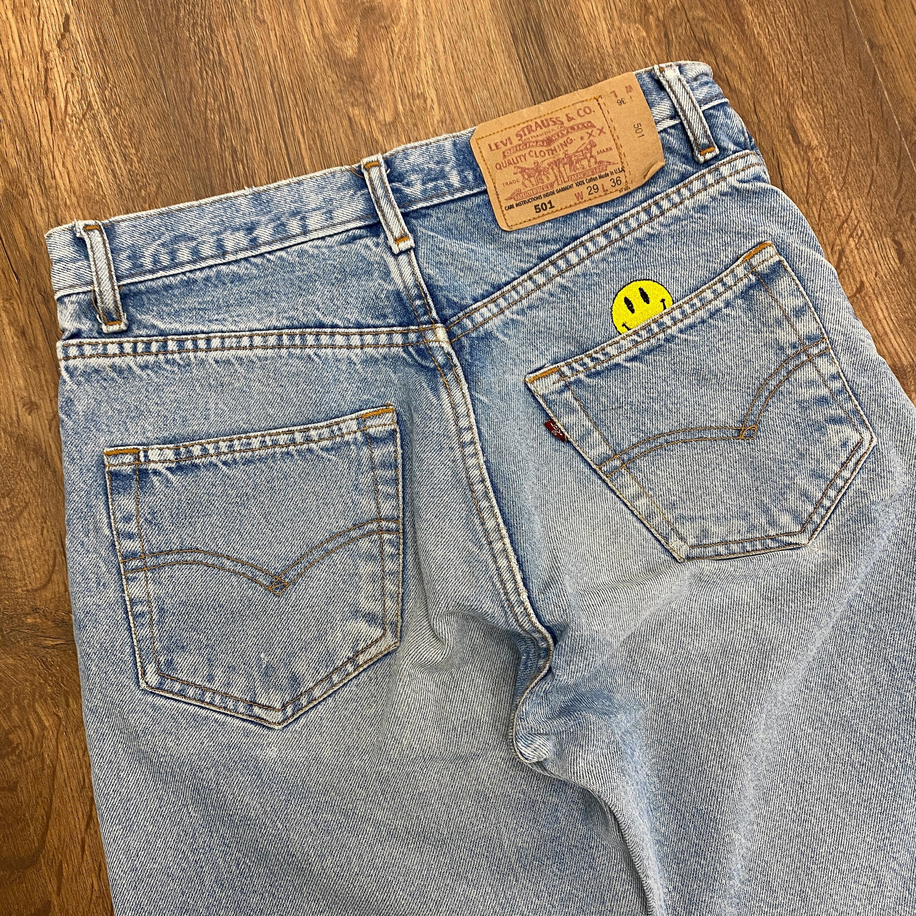 Made To Order Embroidered Monogram Baggy Denim Pants - Men - Ready