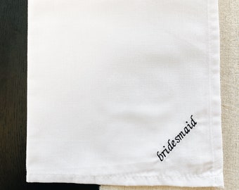 Bridesmaid Handkerchief | Cotton Wedding Handkerchief | Personalised Message Hanky  |  Bridesmaid Gift