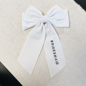 Classic Velvet Bow Bridesmaid Embroidery Availble In Black or White White Bow
