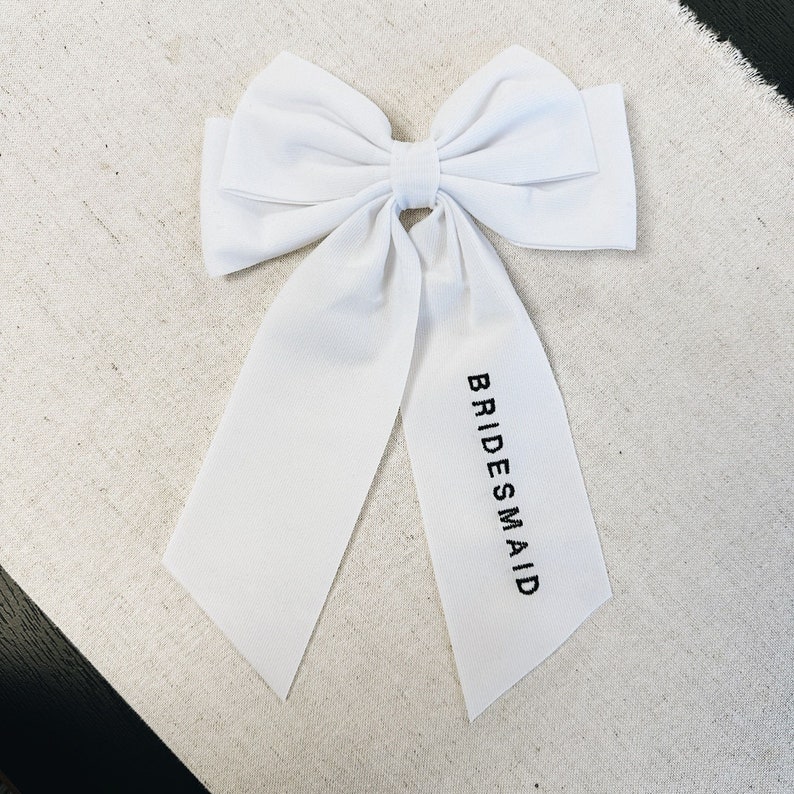 Classic Velvet Bow Bridesmaid Embroidery Availble In Black or White White Bow