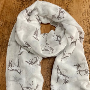 Beautiful Soft Horse Print Scarf - White